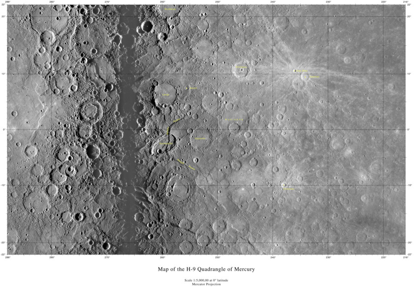 Map of the H-9 quadrangle of Mercury