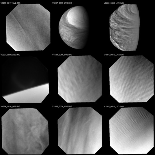 Example Venus Monitoring Camera images from Venus Express