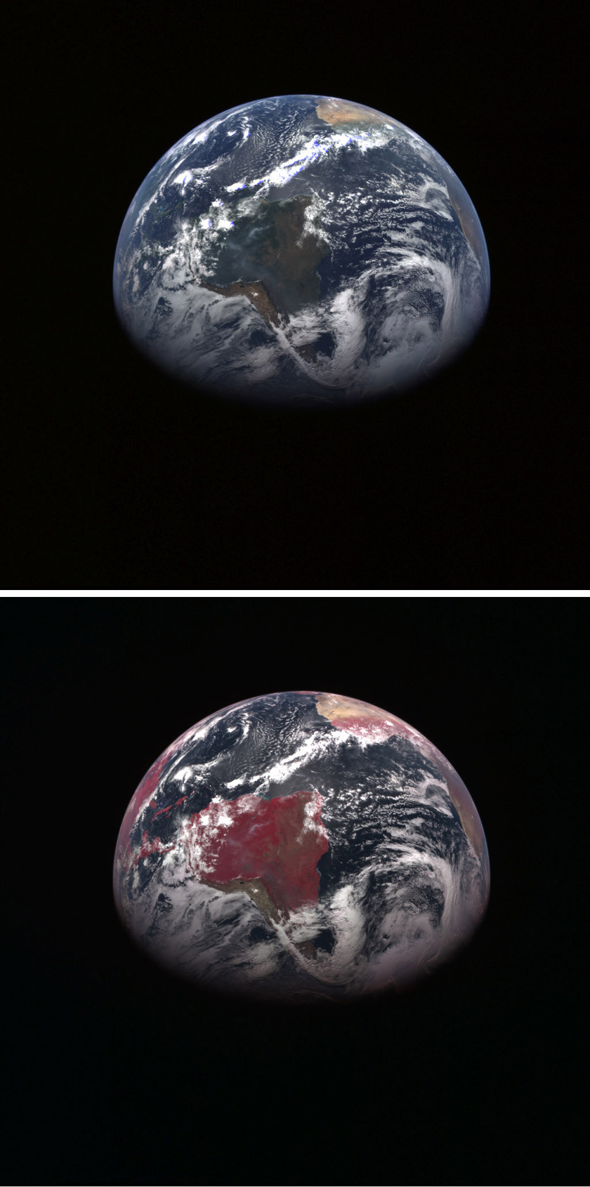 Earth in true and false color as seen by MESSENGER