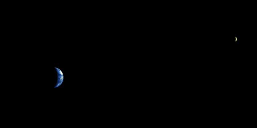 Earth-Moon System Seen by the Departing Mars Express
