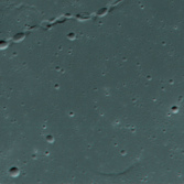 Red-blue anaglyph of a chain of lunar craters