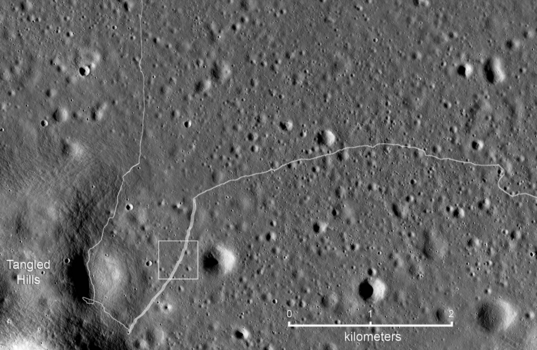 LROC NAC view of the SW portion of the Lunokhod 2 traverse