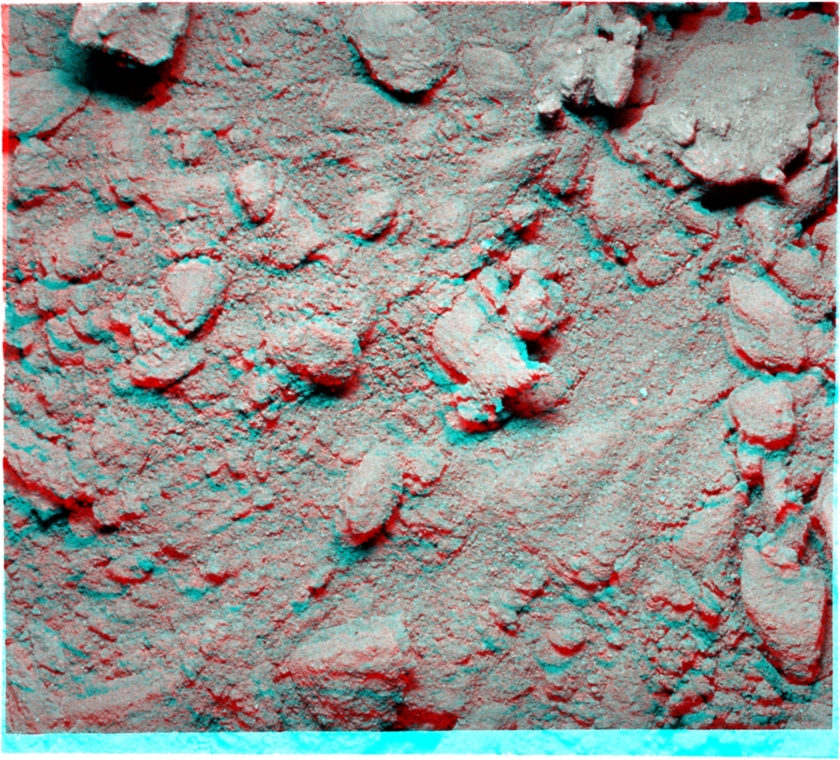 Soil disturbed by engine exhaust, Apollo 12