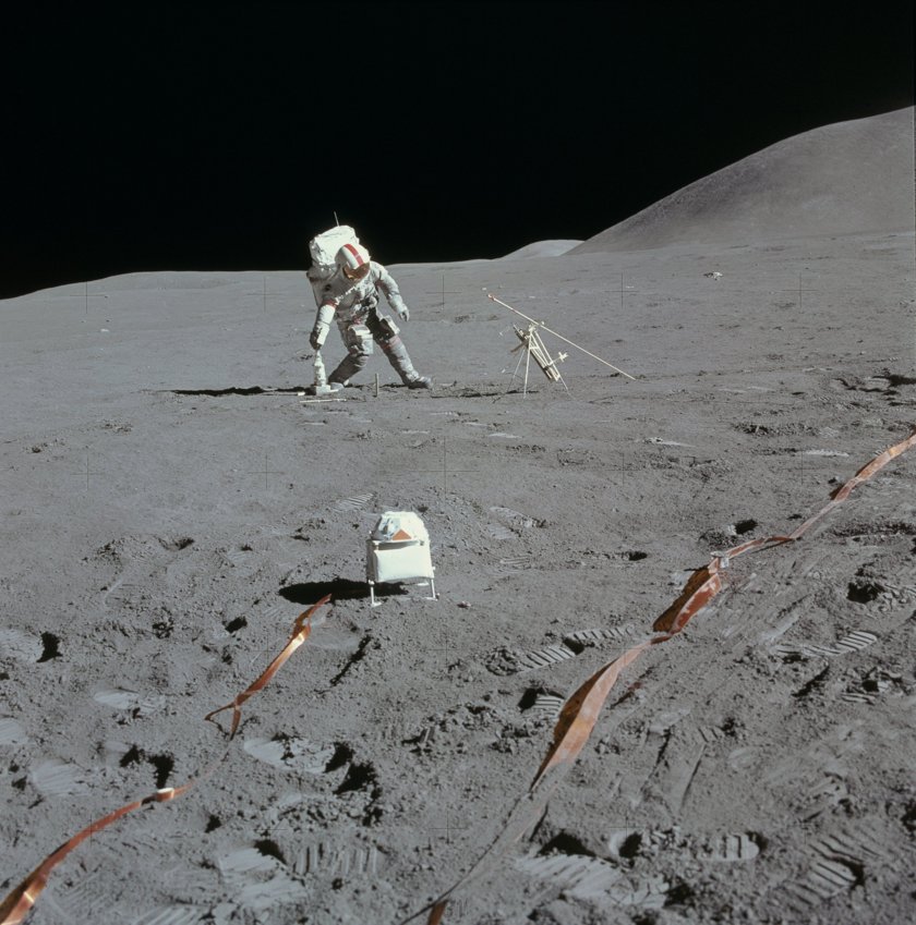 Apollo 15 Commander David Scott at the ALSEP station, EVA 2