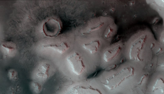 Aproned mesas in Deuteronilus Mensae, Mars (3D)