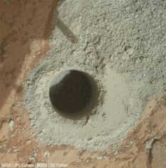 3D view of Curiosity's Cumberland drill site