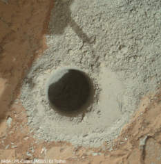 3D view of Curiosity's Cumberland drill site