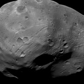 Phobos' south pole from Mars Express