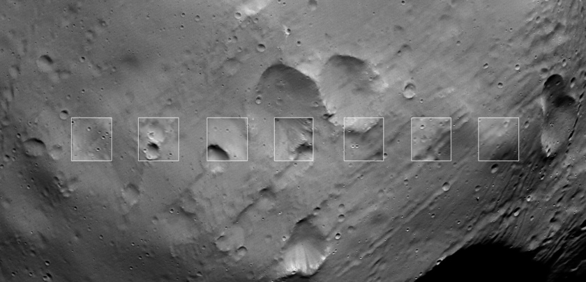 Seven SRC images taken during Mars Express Phobos flyby