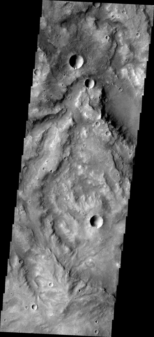 THEMIS image of a region on Mars containing valley networks