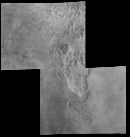 Mariner 6 view of chaos terrain on Mars