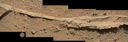 Close-up of Ridge in Rock Outcrop at Curiosity's 'Waypoint 1'