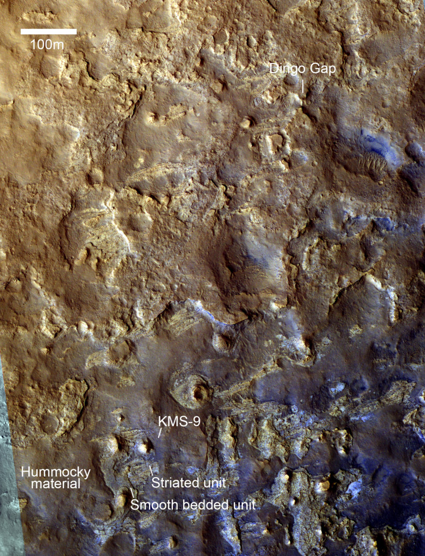HiRISE view of the Gale Crater terrain between Dingo Gap and KMS-9