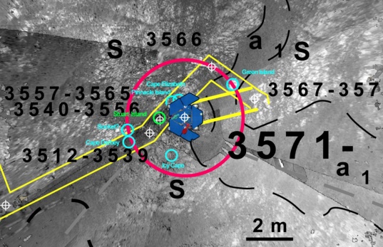 Opportunity's drive, February 8–9, 2014