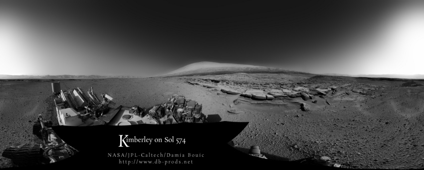 Navcam panorama of the Kimberley science stop from the north, Curiosity sol 574