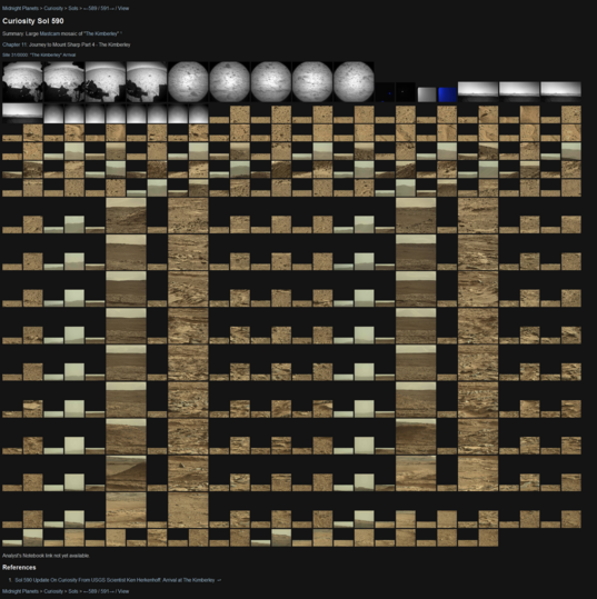 A snapshot of the image data from sol 590, as of April 10, 2014