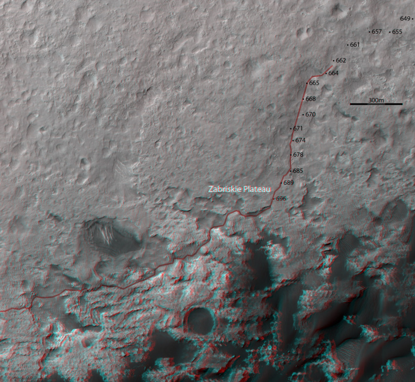 3D route map for Curiosity: Along the dunes to the edge of Murray Buttes, sols 649 and following
