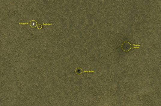 Phoenix landing site monitoring from HiRISE: July 20, 2008 (Phoenix sol 55)