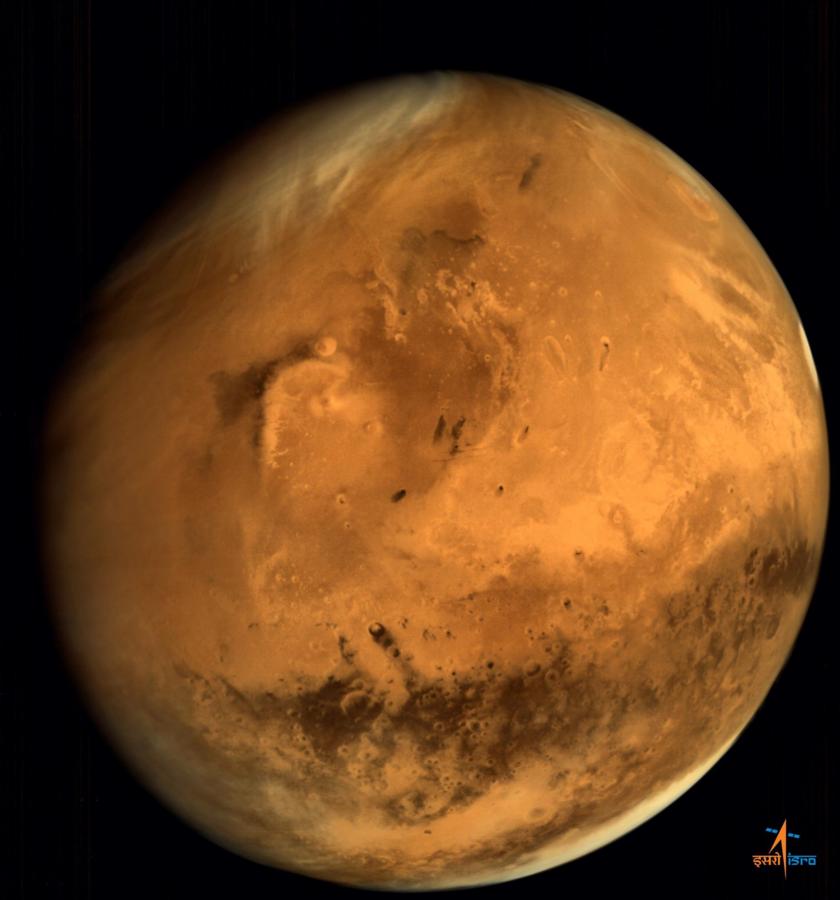 Mars from Mars Orbiter Mission, with Elysium and Gale