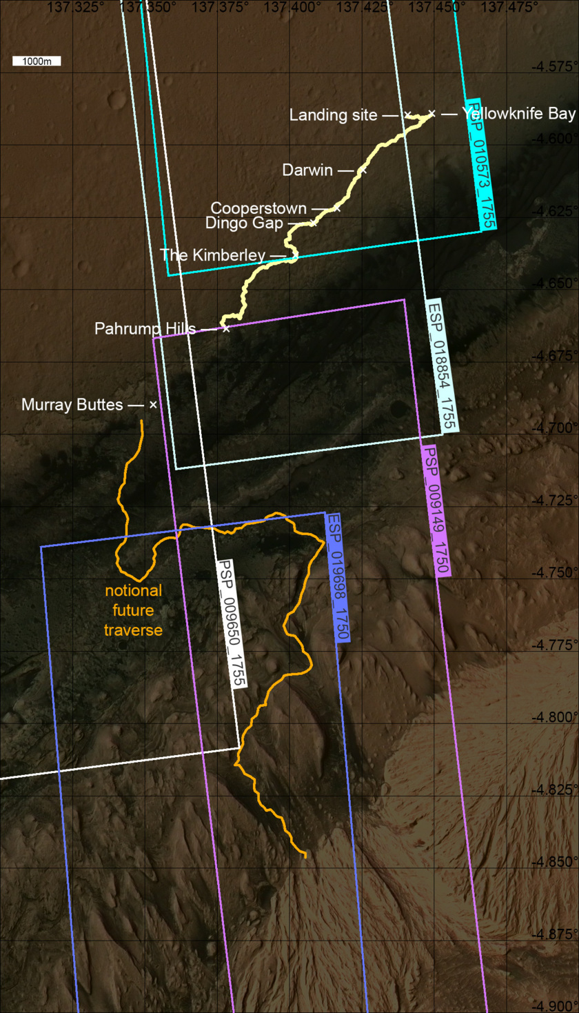 HiRISE Digital Terrain Models (DTMs) covering the Curiosity field site