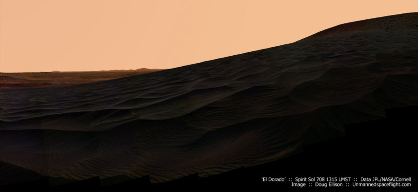 Spirit at El Dorado dunes, sol 708