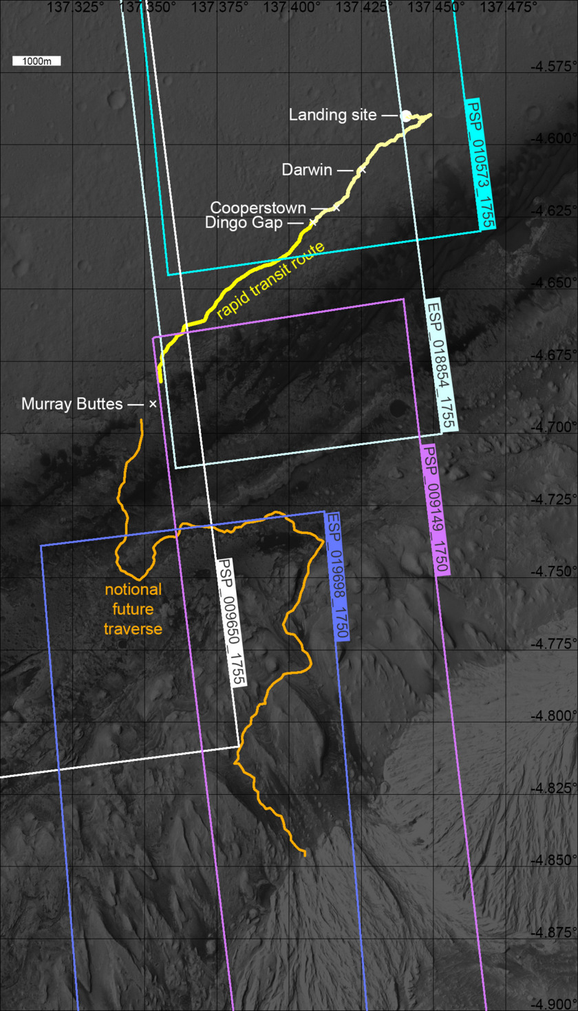 HiRISE Digital Terrain Models (DTMs) covering the Curiosity field site