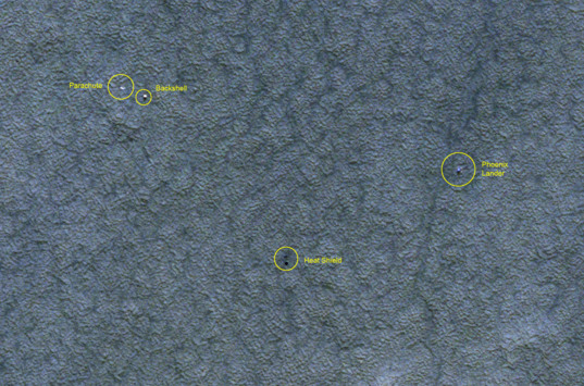 Phoenix landing site monitoring from HiRISE: December 21, 2008
