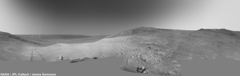 Opportunity's Sol-3330-3331 Navcam 360 with Dust Devil