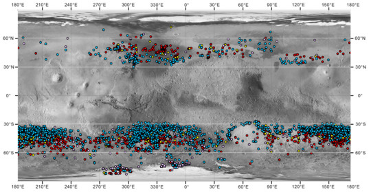 Map of gully distribution on Mars