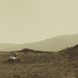 Simulated rover among Murray buttes, Curiosity sol 1421