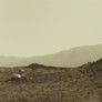 Simulated rover among Murray buttes, Curiosity sol 1421