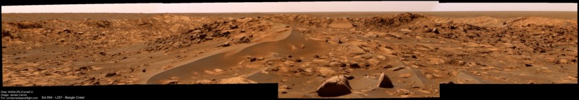 Dunes and boulders near Beagle Crater