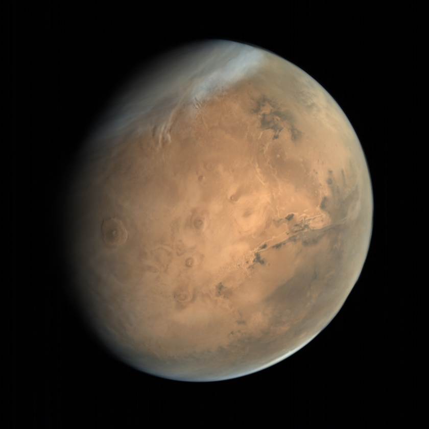 Global view of Mars from MOM: Tharsis Montes and Valles Marineris