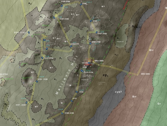 Opportunity traverse loop as of sol 3150