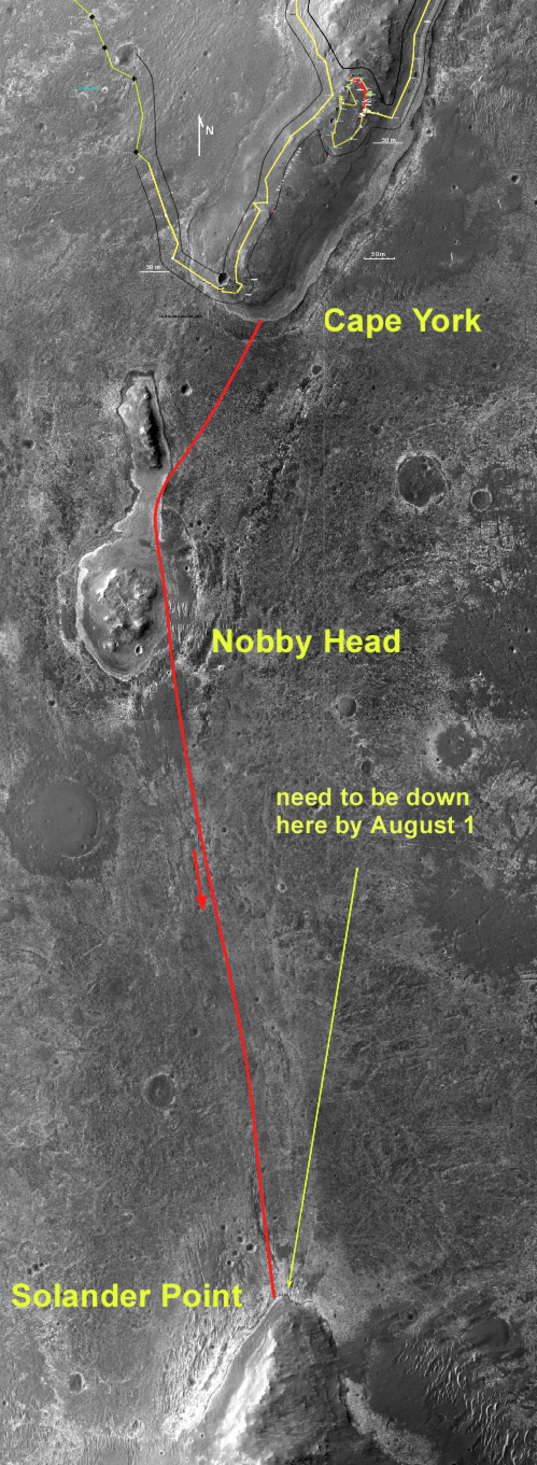 Nominal traverse path from Cape York to Solander Point