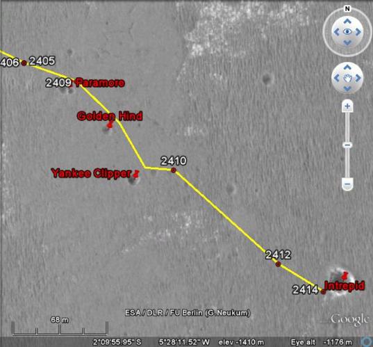 Opportunity's position as of sol 2415