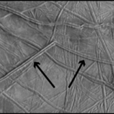Examples of a trough, ridge, and band on Europa