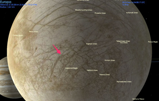 Argadnel Regio, Europa