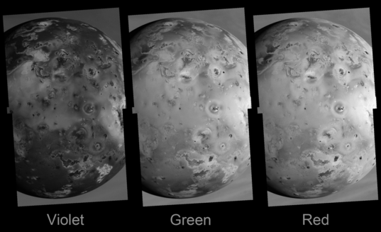 Io through three different filters