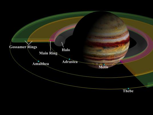 Orbits of Jupiter's small inner satellites and rings