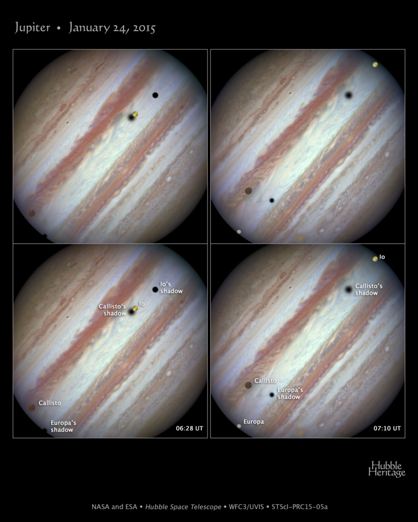 A rare triple moon shadow event on Jupiter
