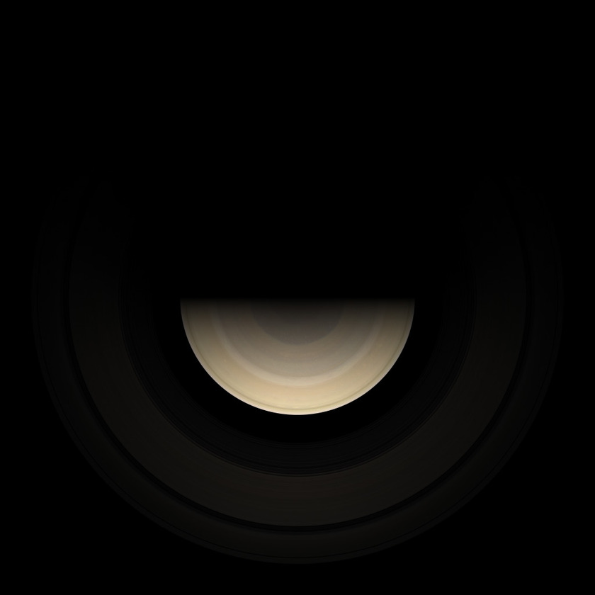 Saturnlight on the rings near equinox (simulation)