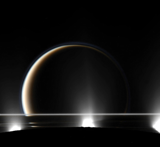 A Moon Through the Plumes