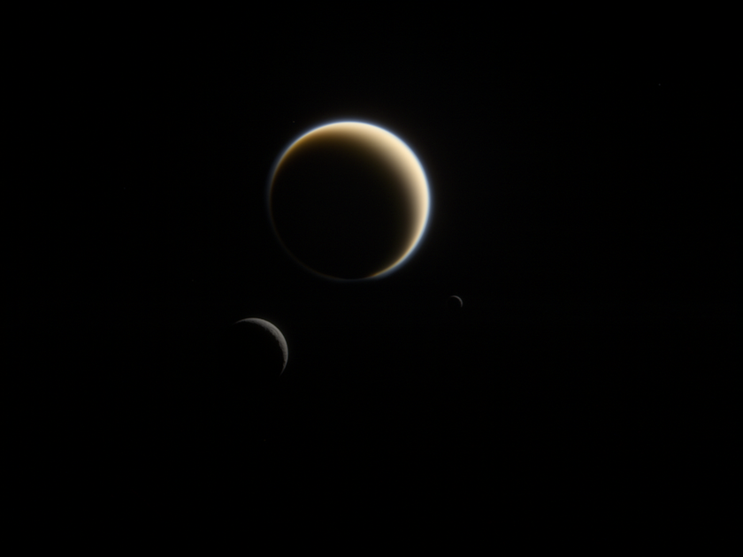 Titan, Rhea, and Mimas