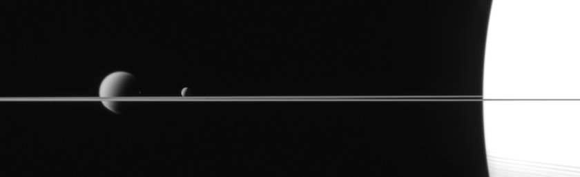 Moons on a ring plane