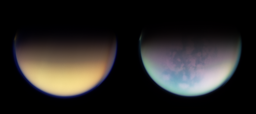 Titan in natural color and infrared