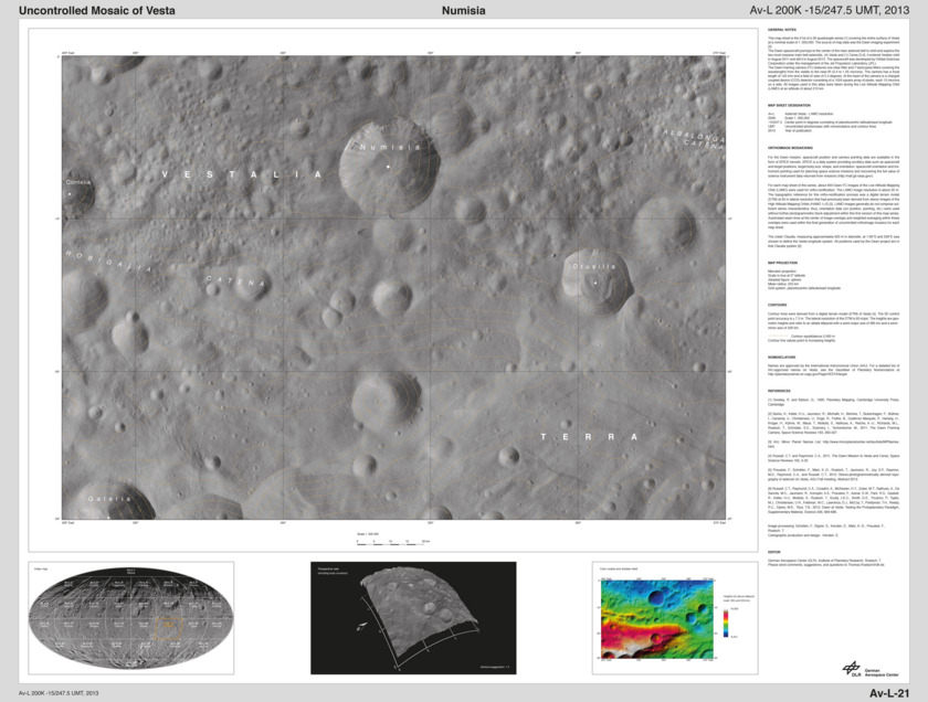 Numisa quadrangle, Vesta Low-Altitude Mapping Orbit atlas