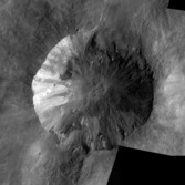 Mosaic of Low-Altitude Mapping Orbit images of Cornelia crater, Vesta