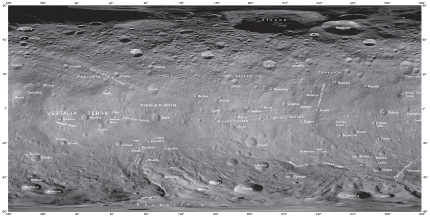 Vesta's place names as of September 2014