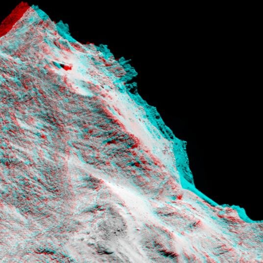 Synthetic 3D view of Churyumov-Gerasimenko from September 5, 2014 image
